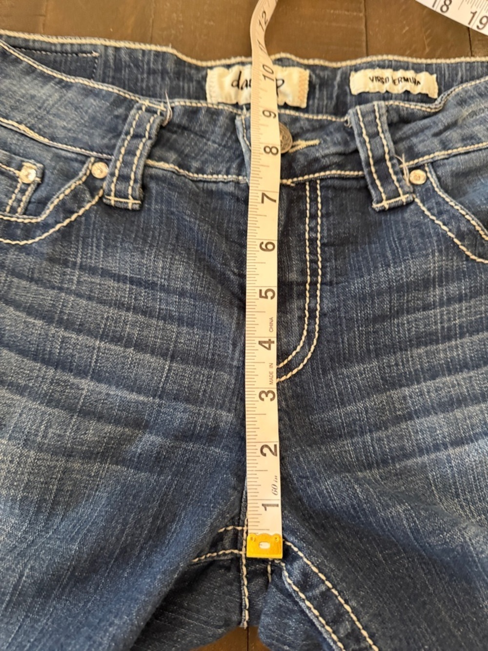 Daytrip Virgo Bermuda Indigo Denim Shorts with Cream Contrast Stitching - Picture 11 of 13